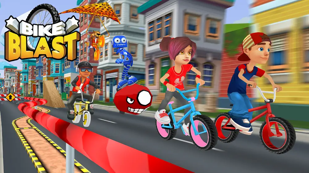Rowerzysta BMX na miejskiej trasie w grze Bike Blast
