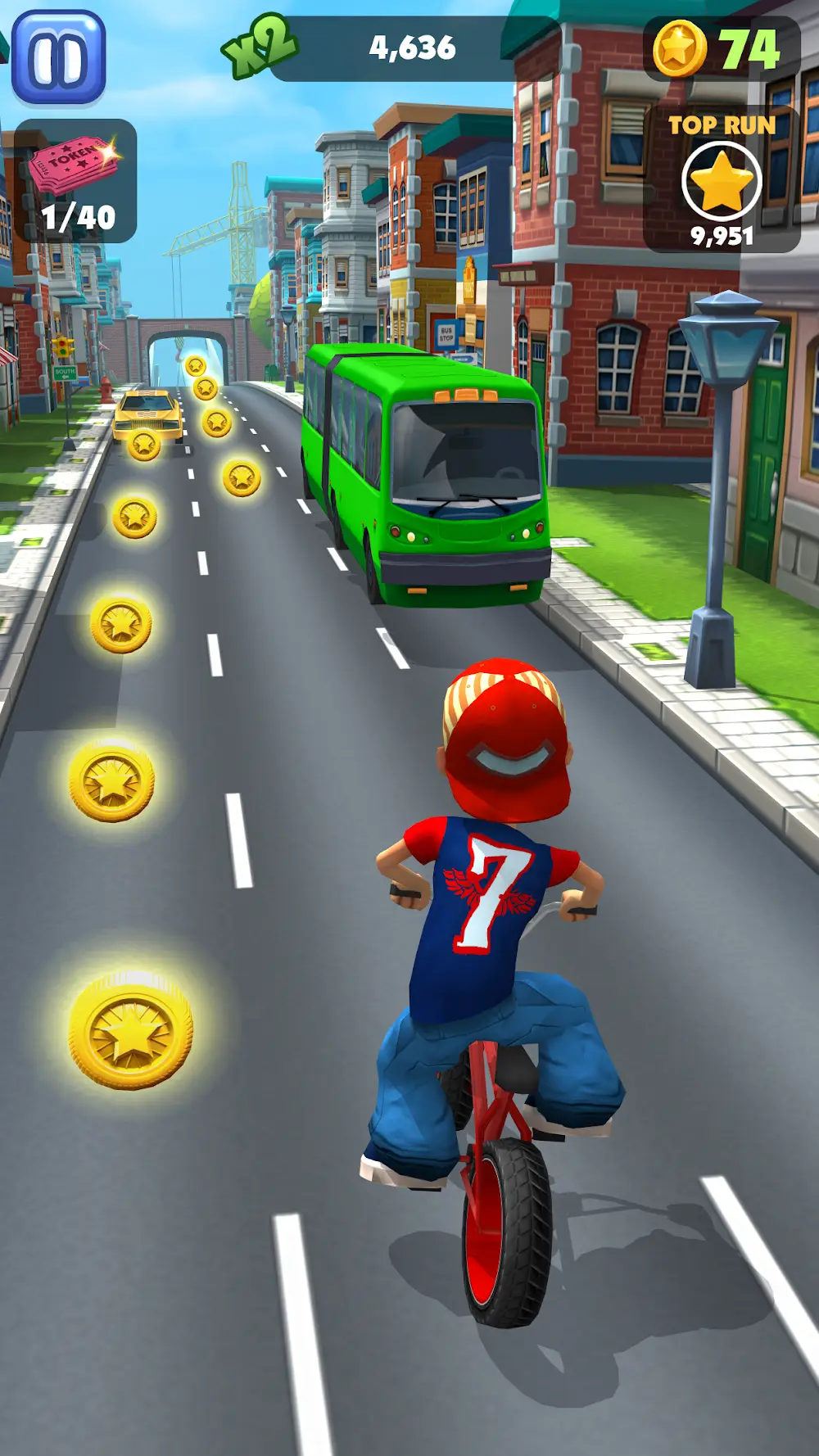 Pionowy kadr z gry Bike Blast