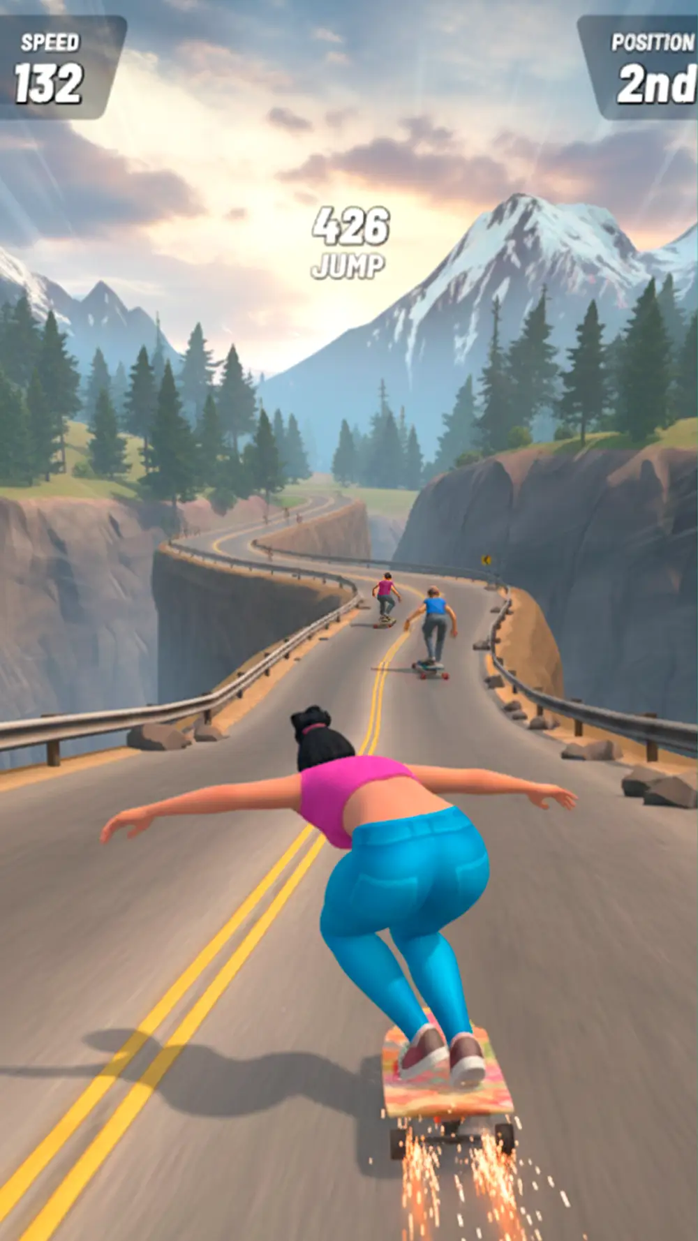 Zjazd na deskorolce w grze Downhill Skate Race