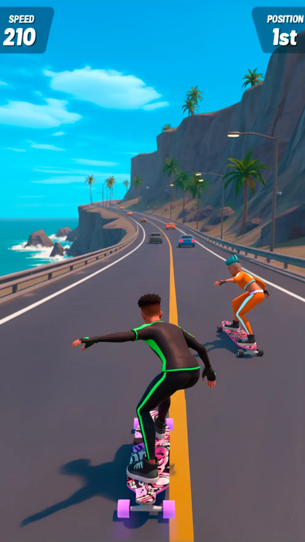 Rampa na trasie zjazdu w grze Downhill Skate Race