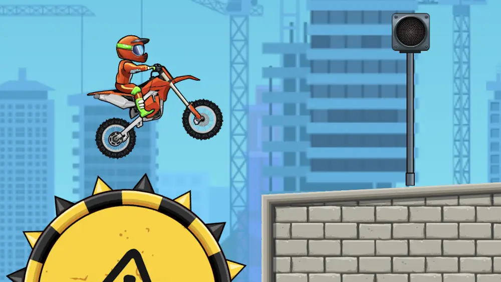 Motocykl na torze przeszkód w grze Moto X3M Bike Race Game